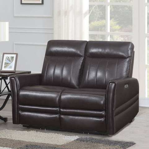 Colfax Power Reclining Top Grain Leather Love Seat by Greyson Living