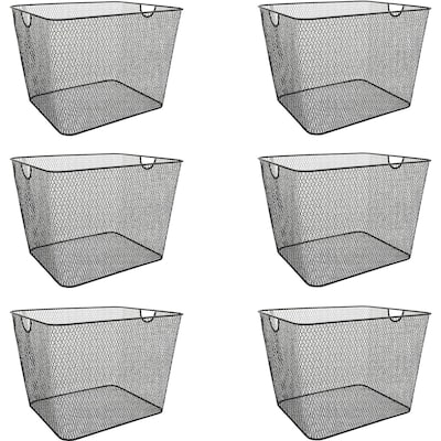 Ybm Home Wire Mesh Open Bin Shelf Storage Basket Kitchen Pantry Organizer Black Upper: 14 in. L x 10 in. W x 8.8 in. H 6 Pack