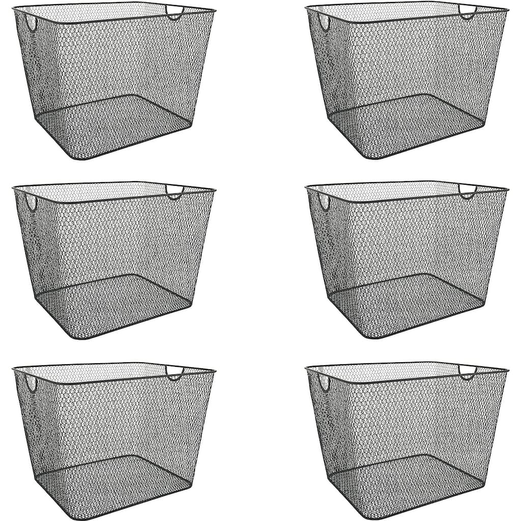 Ybm Home Wire Mesh Open Bin Shelf Storage Basket Kitchen Pantry Organizer Black Upper: 14 in. L x 10 in. W x 8.8 in. H 6 Pack
