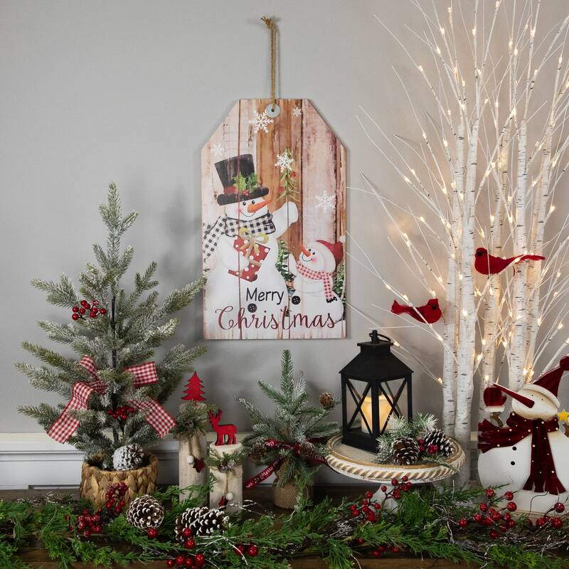 19.5" Snowmen Merry Christmas Tag Wall Sign