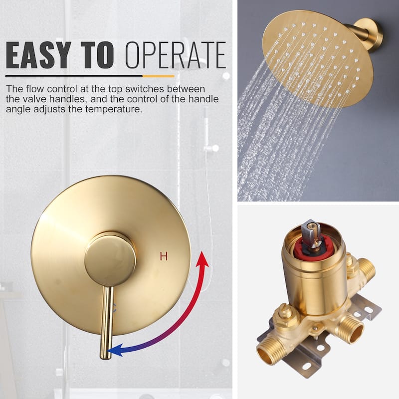 WOWOW Wall Mounted Bathroom Shower Faucet Valve Included