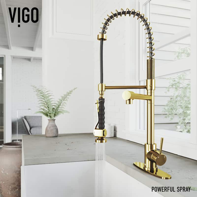 VIGO Zurich 27" H Single Handle Pull-Down Sprayer Kitchen Faucet