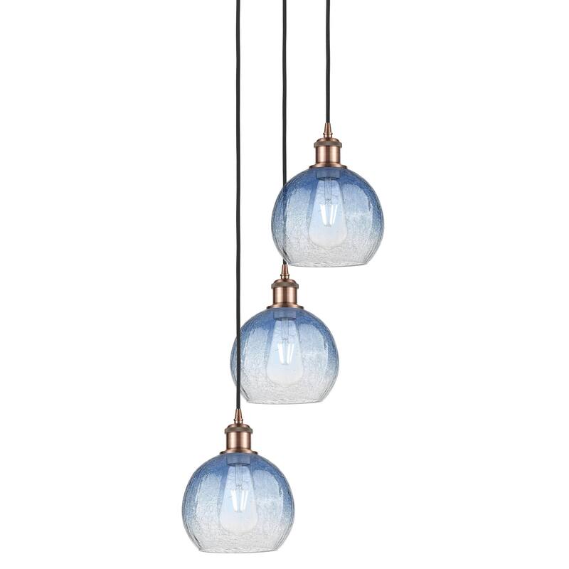 Innovations Lighting 113B-3P-31-15 Brookhaven Globe Pendant Brookhaven - Antique Copper / Sapphire Blue