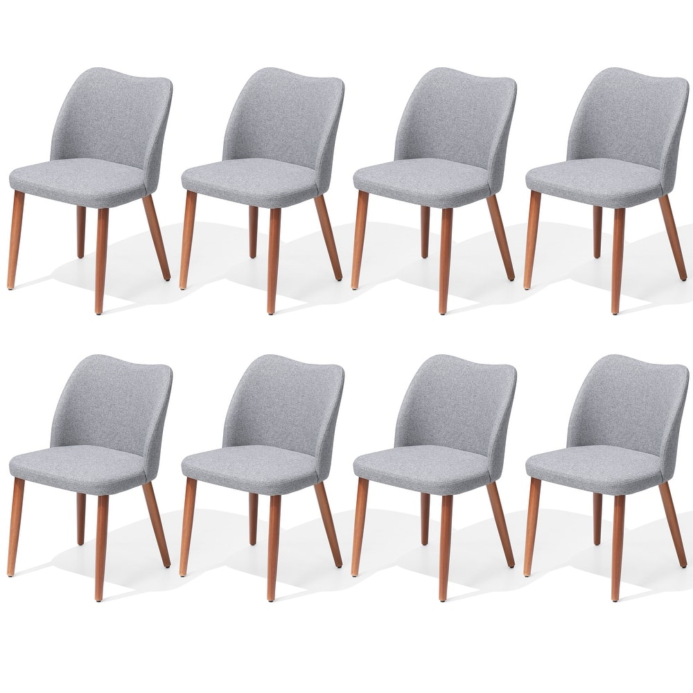 Modern Upholstered Dining Chairs with Padded Seat and Wood Legs