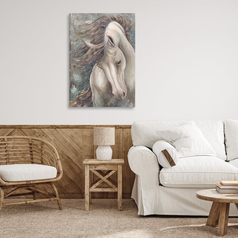 Stupell Rearing Horse with Waving Mane Canvas Wall Art Design By Jody Bergsma