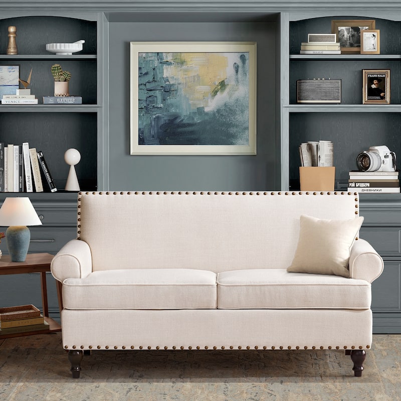 Uniquely Designed Riveted Fabric Sofa, Single Chair Loveseat