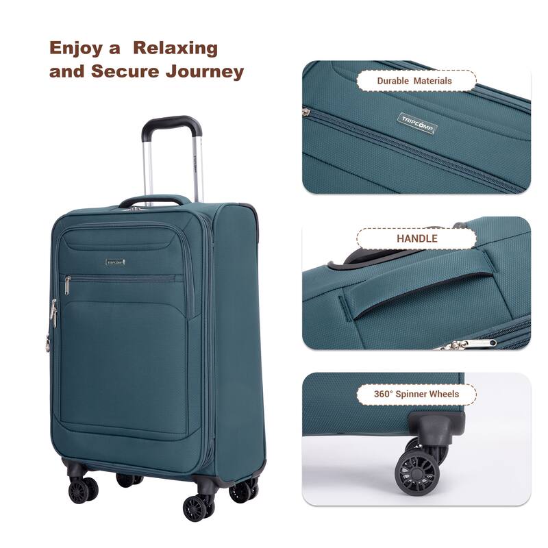 Durable 3-Piece Polyester Luggage Set (18" Carry-On, Travel Bag, Toiletry Bag) with 360° Spinner Wheels