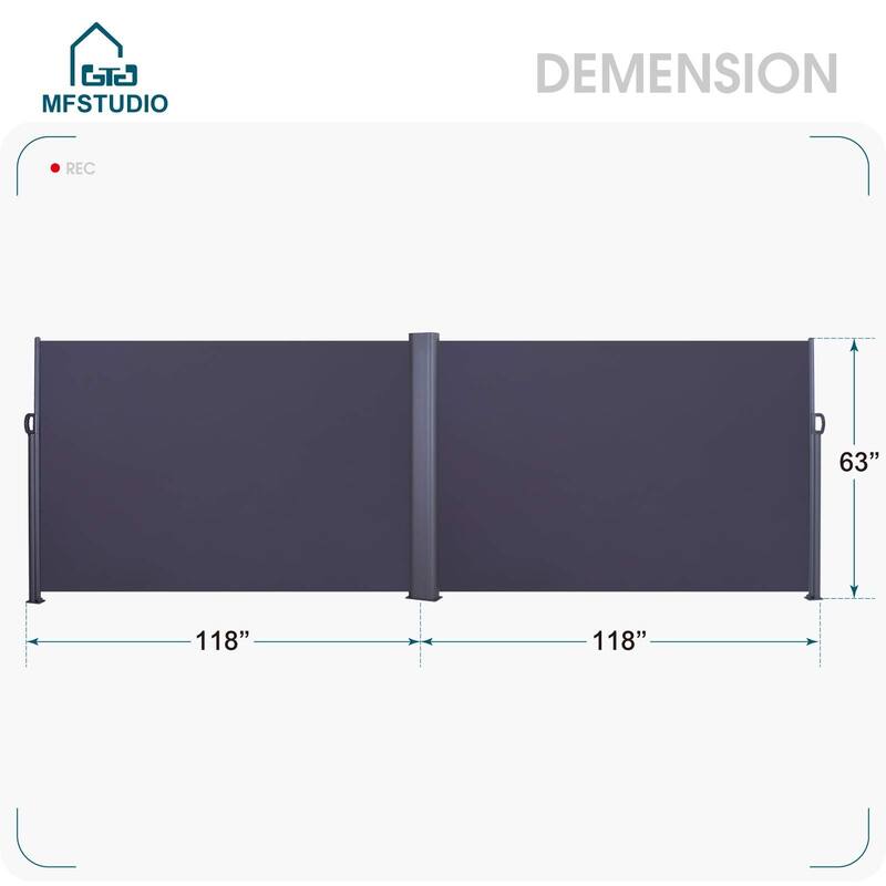 MFSTUDIO Outdoor Side Awning, Patio Retractable Screen Private Space Divider