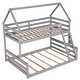 preview thumbnail 12 of 13, Elegant House Shape Twin over Full Wood Bunk Bed with Guardrails and Ladder, Designed for Child Safety, Gender Neutral, Grey