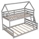 preview thumbnail 32 of 33, House Shape Twin over Full Wood Bunk Bed with Slide and Ladder, White