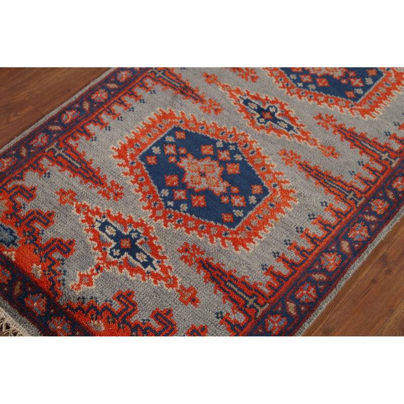 Gray Viss Indian Runner Rug Handmade Wool Carpet - 2'8"x 10'0"