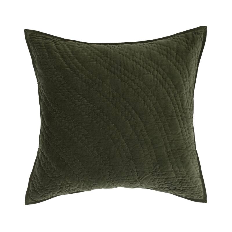 Villa by Classic Home Elms Velvet Cotton Blend Sham - Green - Euro Square