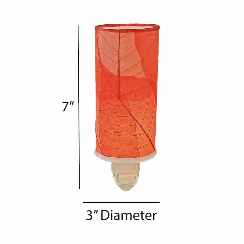 Cylinder Nightlight, Cocoa Leaves Shade, 3 x 3 x 7 in. - 3 x 3 x 8