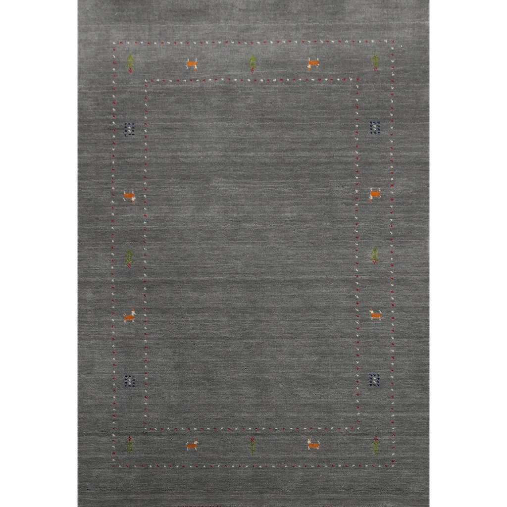 Little Animals Wool Design Gabbeh Oriental Accent Rug Tribal Geometric Carpet - 5' 7'' X 4' 2''
