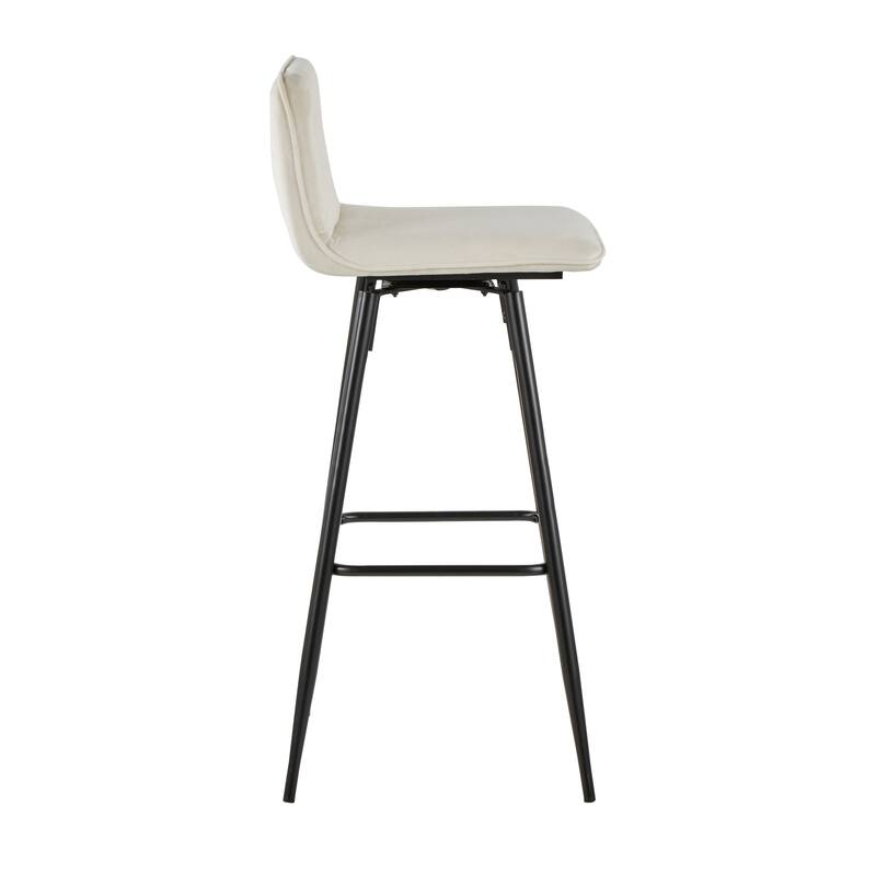 Porch & Den Kerby 30" Fixed-Height Swivel Bar Stool with Metal Legs & Square Footrest (Set of 2)