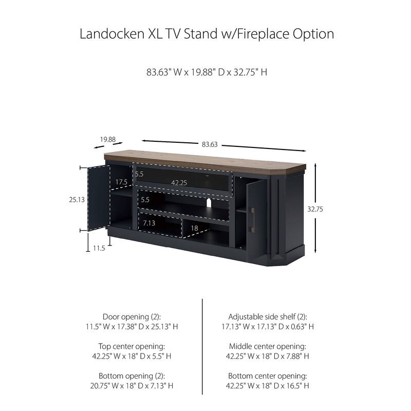 Signature Design by Ashley Brown and Blue Landocken 83" TV Stand - 83"W x 20"D x 33"H