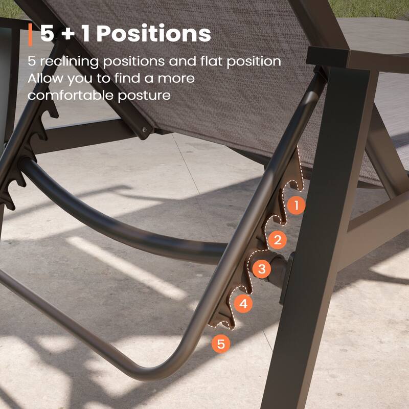 Pellebant 2PCS Patio Aluminum Adjustable Chaise Lounge Chair