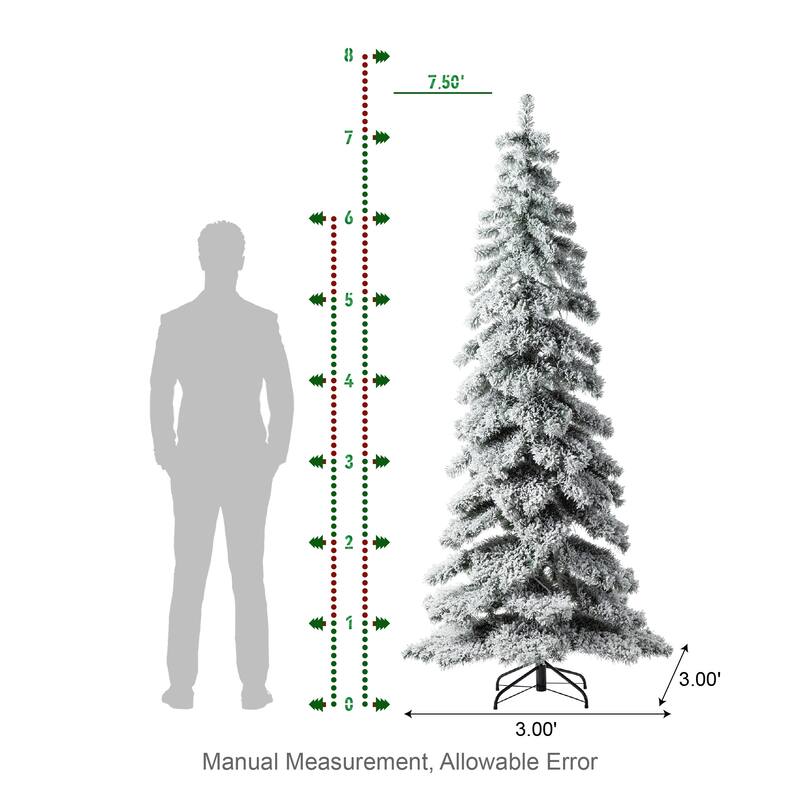 Glitzhome 7.5ft/9ft/12ft Pre-Lit Flocked Layered Spruce Artificial Christmas Trees