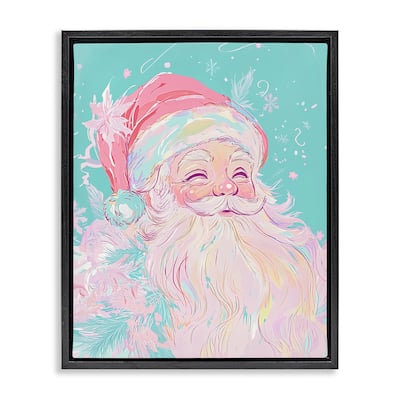 Stupell Pastel Jolly Santa Claus Framed Floater Canvas Wall Art Design By Arlington Prints