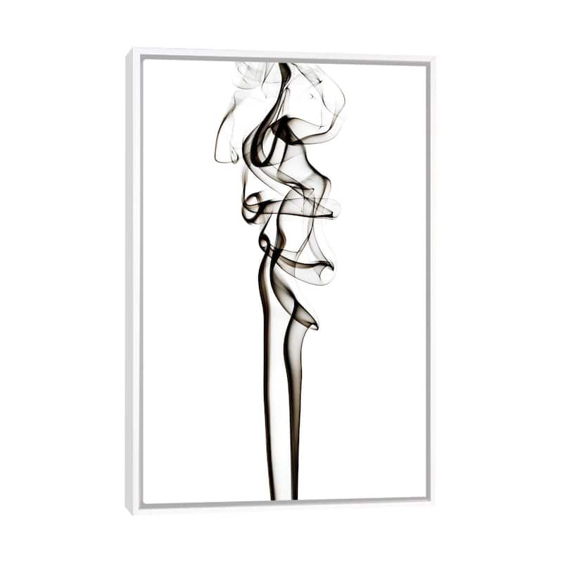 iCanvas "Abstract Black Smoke - Sensual" by Philippe Hugonnard Framed Canvas Print - White - 48x32