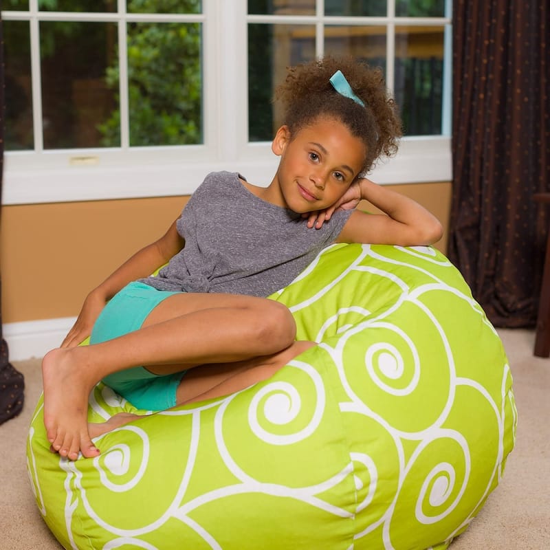 Lime Scrolls and Swirls Bean Bag Chair Machine Washable Cover
