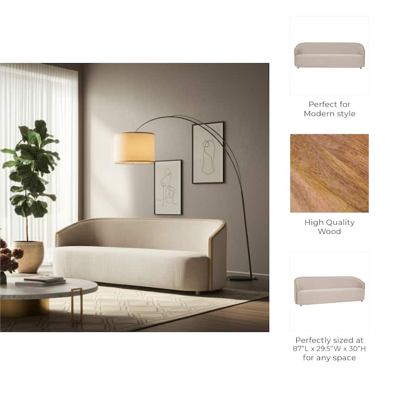 Upholstered Fabric Sofa Curved Arm Contemporary Design - 30" Multi - 87" x 29.5" x 30"