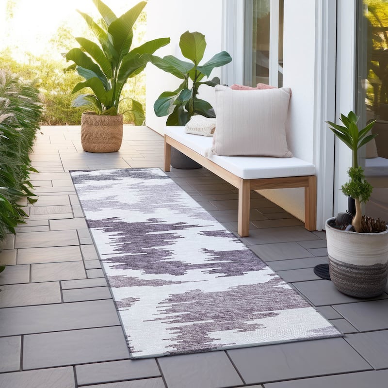 Machine Washable Indoor/ Outdoor Chantille Global Boho Rug - Purple - 2'3" x 7'6"