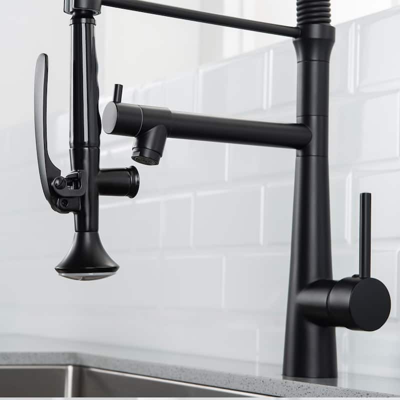 Heavy Duty Commercial Style Kitchen Sink Faucet, Single Handle Pre-Rinse Spring Sprayer Kitchen Faucets