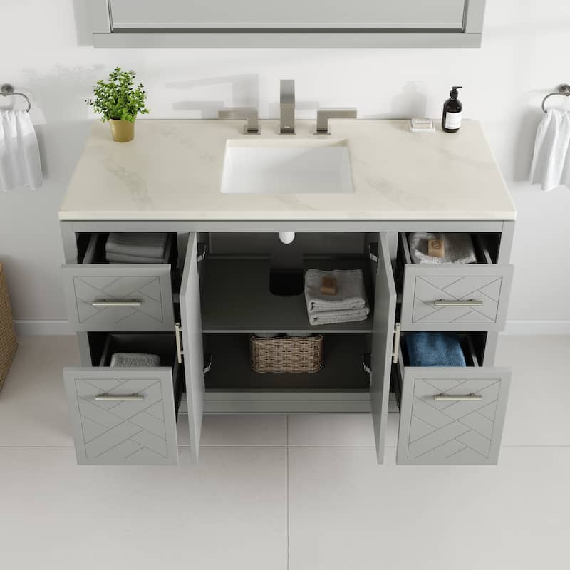 Eviva Cambridge Bath Vanity with Quartz Top and Porcelain Sink