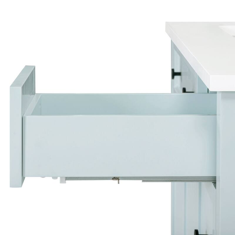 Layla Bathroom Vanity in Ice Blue with Cala White Engineered Stone Top