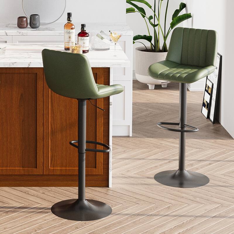 Futzca Swivel Bar Stools Set, 360 Degree Rotating Bar Stool with Adjustable Height, Set of 2 - Green - Adjustable