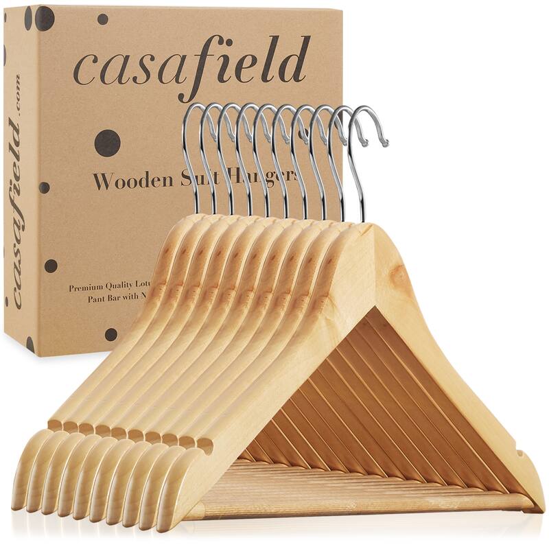 10 Wooden Suit Hangers - 10 Pack