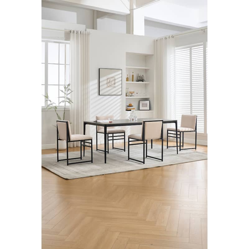 Modern Dining Chairs Set Of 2, Upholstered Linen Cushions And Backrest
