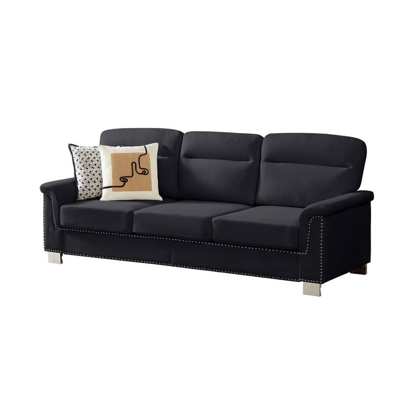 GDFStudio - Modern Snowfleece 3-Seater 82" Sofa with Rolled Arms