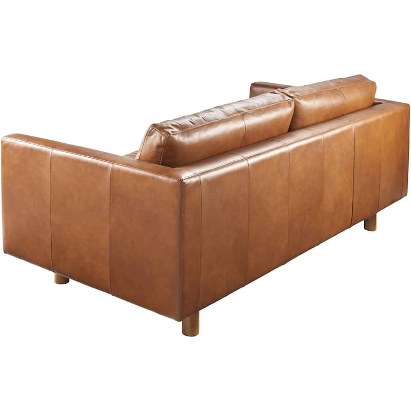 Carla Brown Leather Traditional Sofa