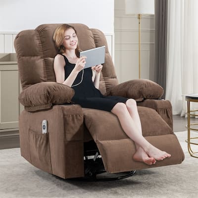 Heat Massage Recliners Chair with Rocking Reclining Sofa Loveseat Electric USB Charge Port