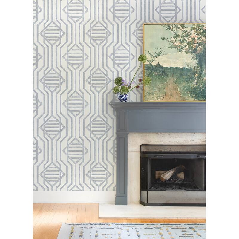 A-Street Prints Essex Dark Blue Geometric Wallpaper