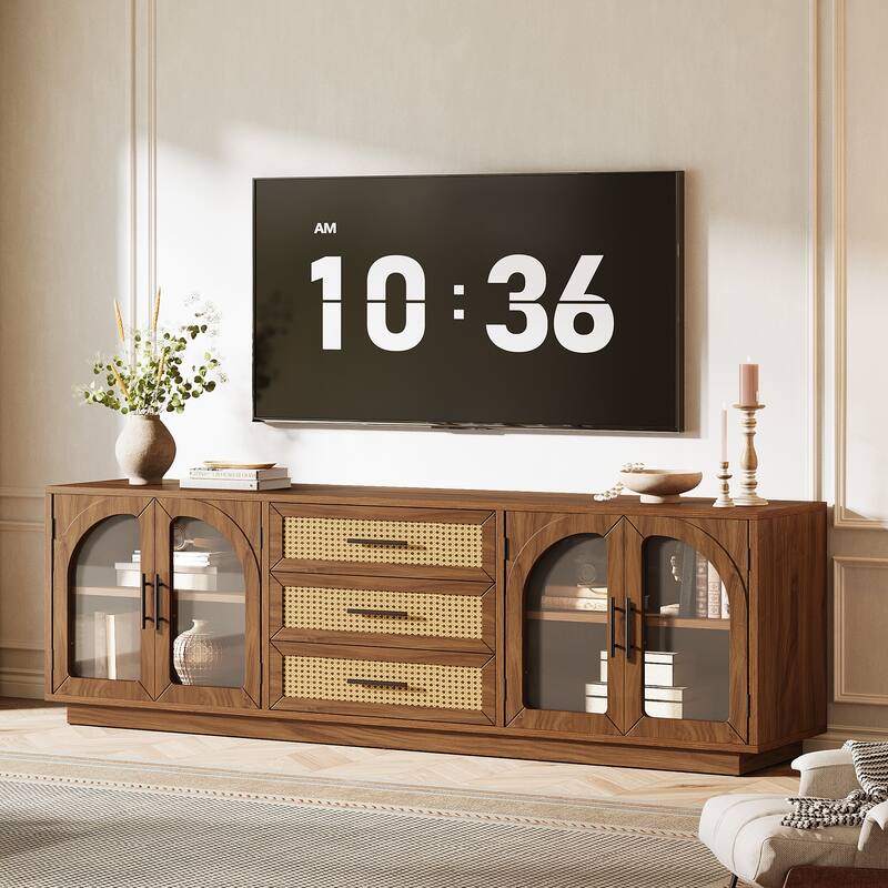 70.9" Mid-century Modern TV Stand for Up to 80" TVs, Entertainment Center for Living Room - 13.78" D x 70.87" W x 21.65" H