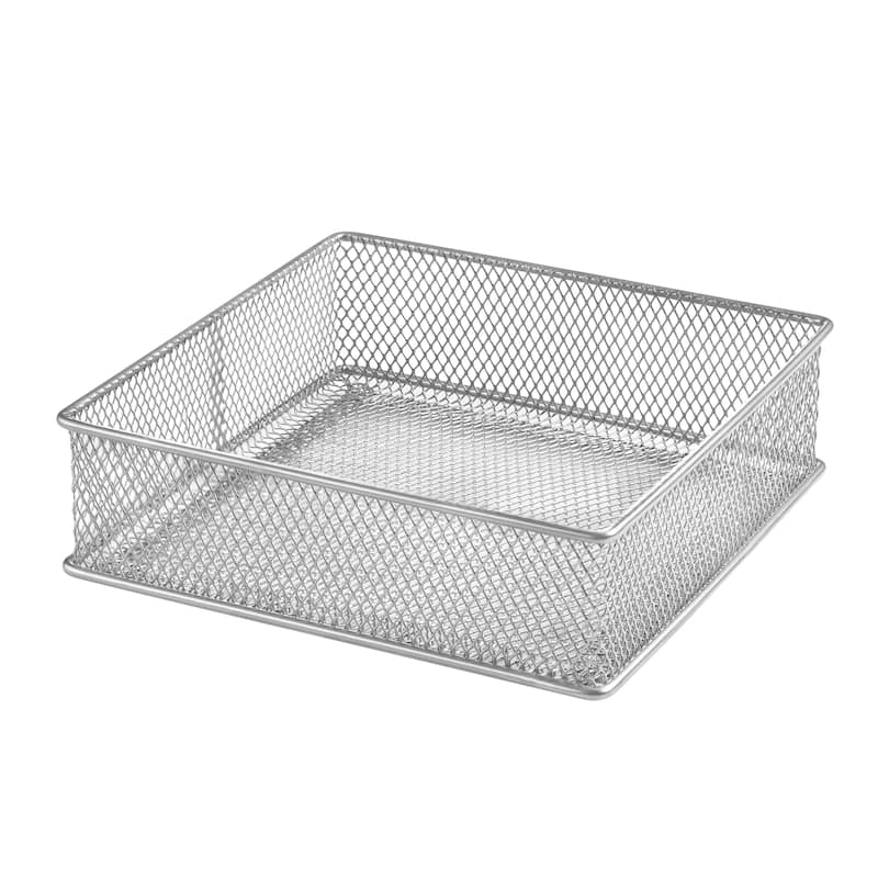 Silver Mesh Drawer Cabinet and or Shelf Organizer Bins, School Supply Holder Office Desktop Organizer Basket. Pack of 1 - 6x6x2