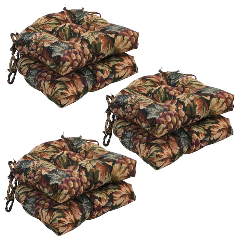 16-inch Rounded Back Tufted Indoor Chair Cushion (Set of 2, 4, or 6, Multiple Fabrics) - 16 x 16
