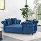 preview thumbnail 3 of 3, Houck Modern Glam Tufted Velvet Tete-a-Tete Chaise Lounge with Accent Pillows by Christopher Knight Home Navy Blue + Dark Brown