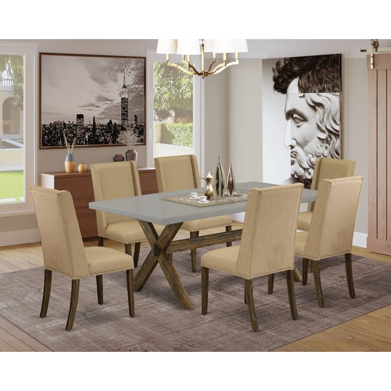 Southwestern Dining Set - 7 Piece Table & Chair Set - Hardwood Frame - Parsons Style - 72