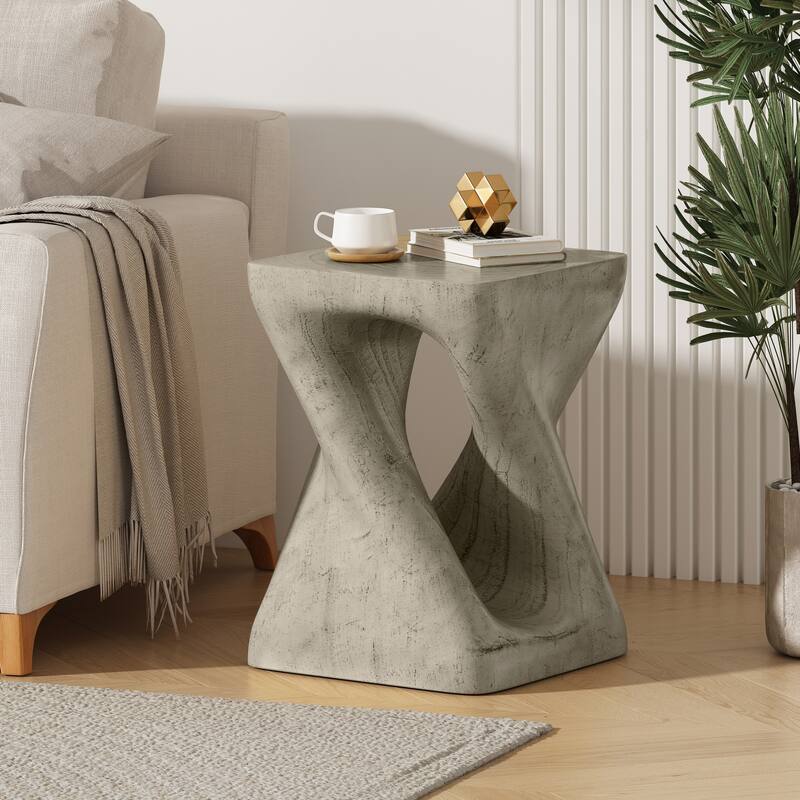 Twist Shape Side Table, Wood-like texture