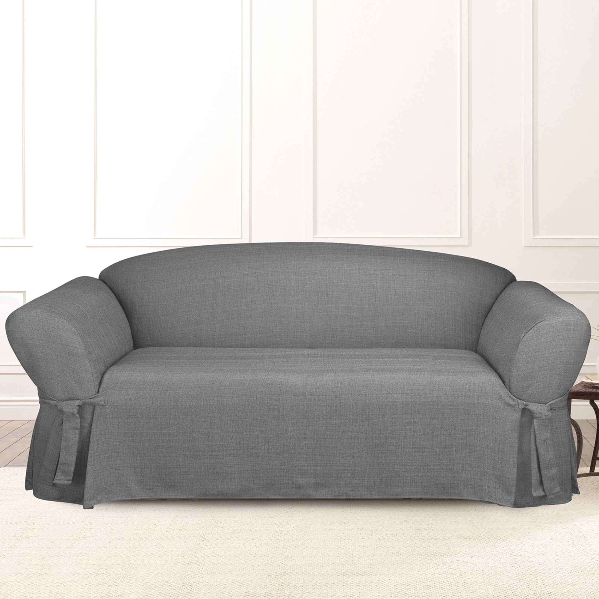 Surefit Mason One Piece Straight Skirt With Ties Sofa Slipcover Overstock 32911977