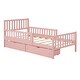 preview thumbnail 6 of 7, Wooden Twin Size Platform Bed with 2-Drawers and Guardrails, Pink