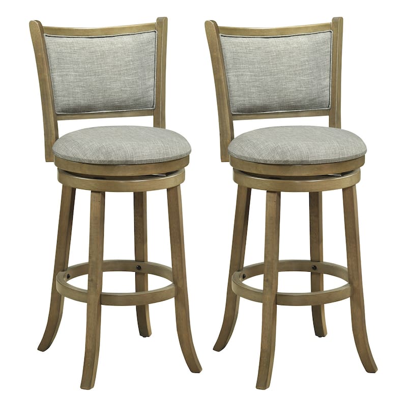 Gymax Swivel Bar Stools Set of 2 30 Inch Bar Height Chairs w/ - Bar Height - Grey - Set of 2