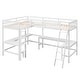 preview thumbnail 6 of 21, Wood Twin Size L-Shaped Loft Bed with Ladder and 2 Built-in L-Shaped Desks