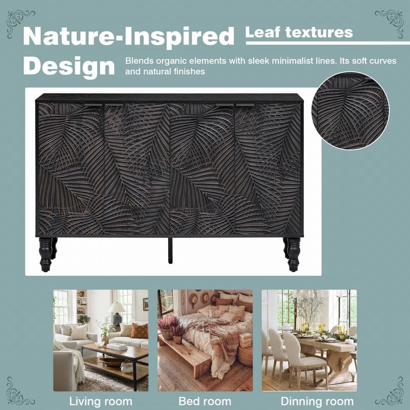 Modern TV Stand Entertainment Center with Solid Wood Legs,for TVs Up to 43"