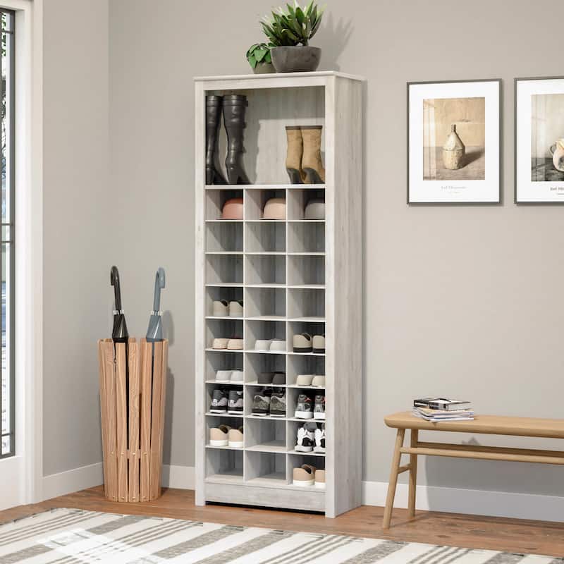 Prepac Rustic Ridge Shoe Cabinet 13" D x 26" W x 72.5" H - 26 in W x 72.5 in H x 13 in D