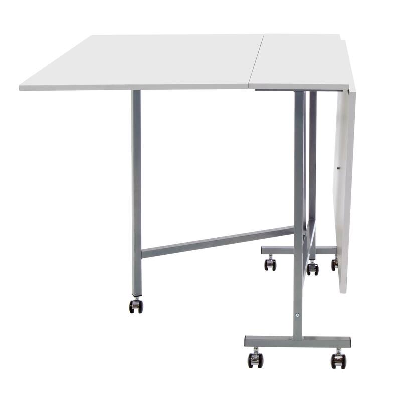 Sew Ready Mobile Folding Craft Sewing Fabric and Die Cutting Table - Silver/White